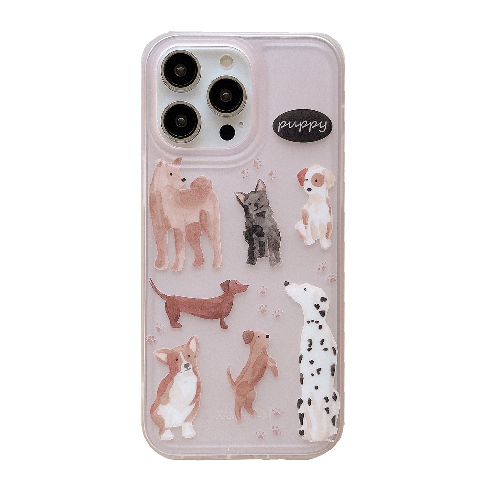 For iPhone 12 Translucent Frosted IMD TPU Phone Case(Pink Dogs) For iPhone 12 Translucent Frosted IMD TPU Phone Case(Pink Dogs)