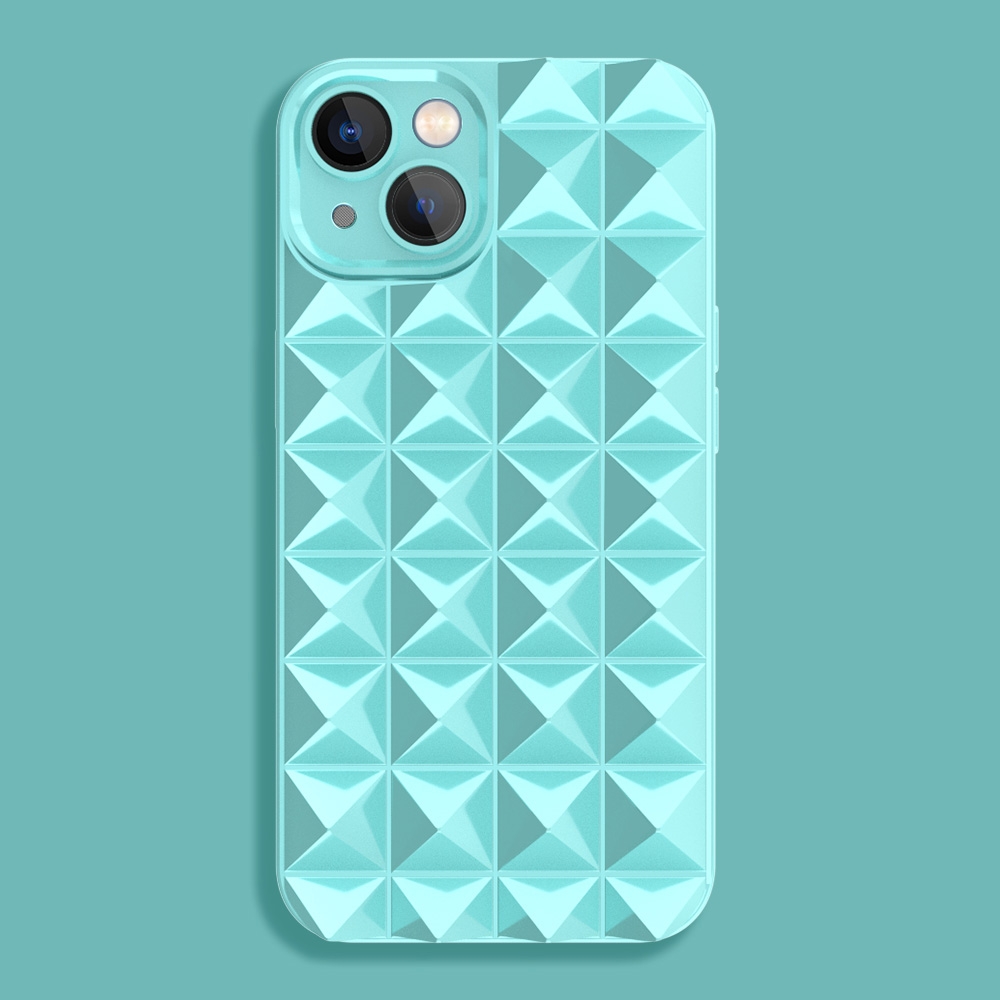 For iPhone 14 Riveted Smooth TPU Phone Case(Mint Blue) For iPhone 14 Riveted Smooth TPU Phone Case(Mint Blue)
