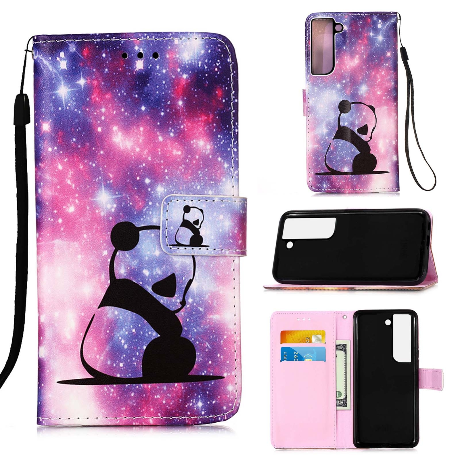For Samsung Galaxy S23+ 5G Colored Drawing Pattern Plain Weave Leather Phone Case(Baby Panda) For Samsung Galaxy S23+ 5G Colored Drawing Pattern Plain Weave Leather Phone Case(Baby Panda)