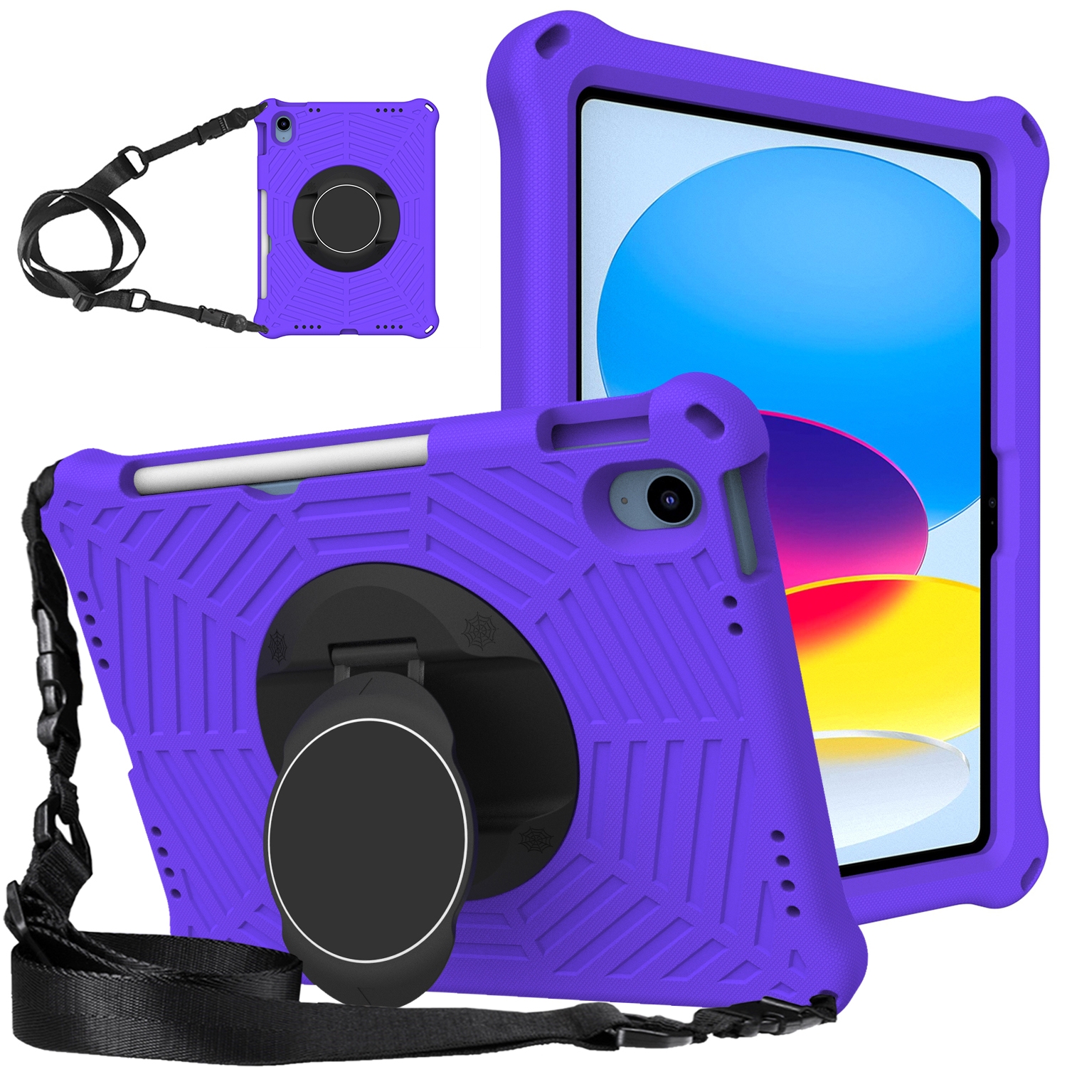 For iPad 10th Gen 10.9 2022 Spider King Silicone Protective Tablet Case(Purple) For iPad 10th Gen 10.9 2022 Spider King Silicone Protective Tablet Case(Purple)