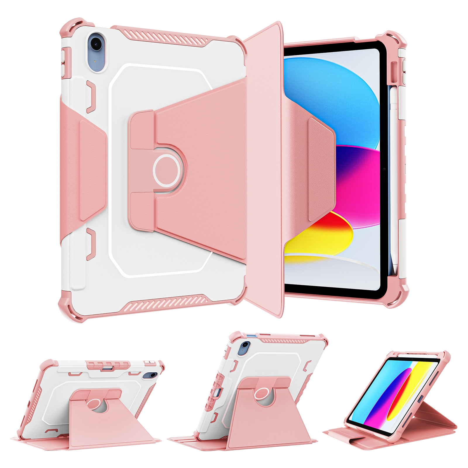 360 Degree Rotating Armored Smart Tablet Leather Case For iPad 10th Gen 10.9 2022(Pink) 360 Degree Rotating Armored Smart Tablet Leather Case For iPad 10th Gen 10.9 2022(Pink)