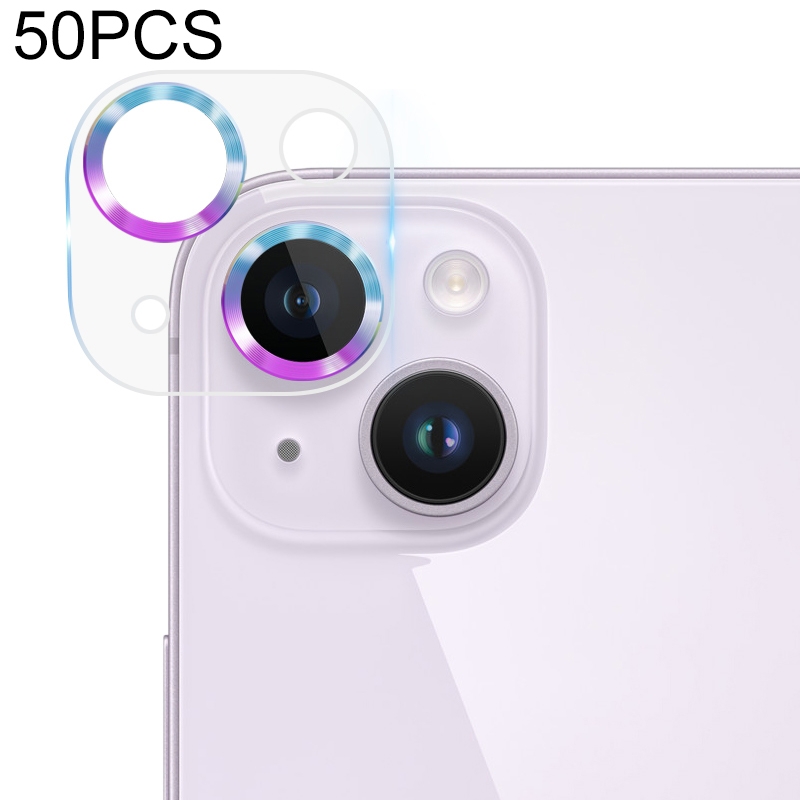 For iPhone 14 / 14 Plus 50pcs Tempered Glass CD Texture Back Camera Film(Colorful) For iPhone 14 / 14 Plus 50pcs Tempered Glass CD Texture Back Camera Film(Colorful)
