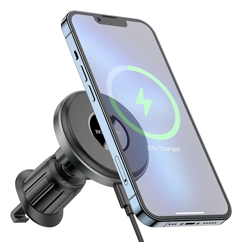 Borofone BH202 Seaside Magnetic Wireless Fast Charging Car Holder(Metal Grey) Borofone BH202 Seaside Magnetic Wireless Fast Charging Car Holder(Metal Grey)