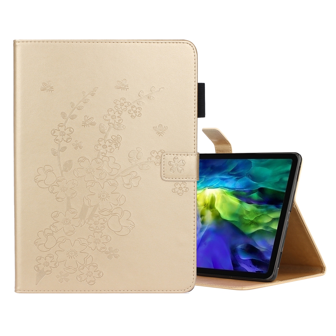 For iPad Pro 11 (2020) Plum Blossom Embossing Pattern Horizontal Flip Leather Tablet Case with Holder & Card Slot(Gold) For iPad Pro 11 (2020) Plum Blossom Embossing Pattern Horizontal Flip Leather Tablet Case with Holder & Card Slot(Gold)