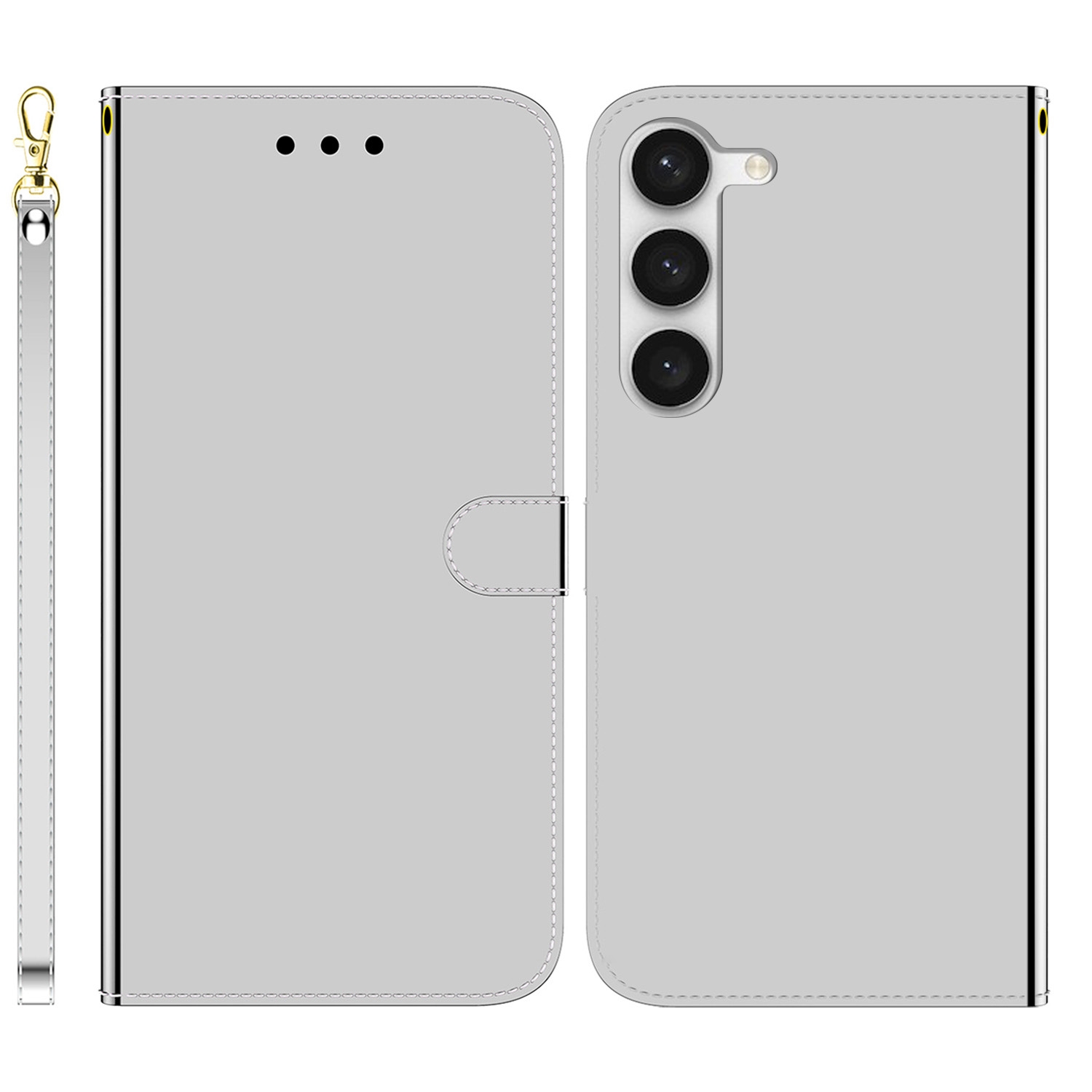 For Samsung Galaxy S23+ 5G Imitated Mirror Surface Flip Leather Phone Case(Silver) For Samsung Galaxy S23+ 5G Imitated Mirror Surface Flip Leather Phone Case(Silver)