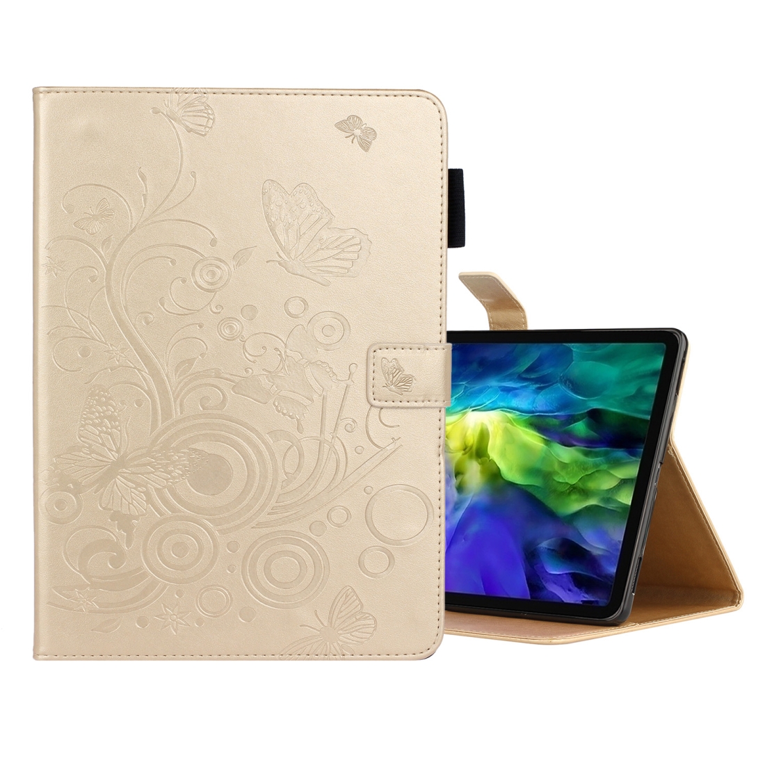 For iPad Pro 11 (2020) Butterflies Embossing Pattern Horizontal Flip Leather Tablet Case with Holder & Card Slot(Gold) For iPad Pro 11 (2020) Butterflies Embossing Pattern Horizontal Flip Leather Tablet Case with Holder & Card Slot(Gold)