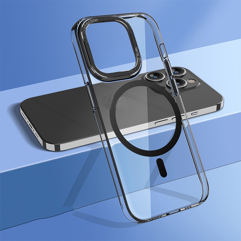 For iPhone 14 Pro wlons Crystal Clear MagSafe Phone Case(Black) For iPhone 14 Pro wlons Crystal Clear MagSafe Phone Case(Black)