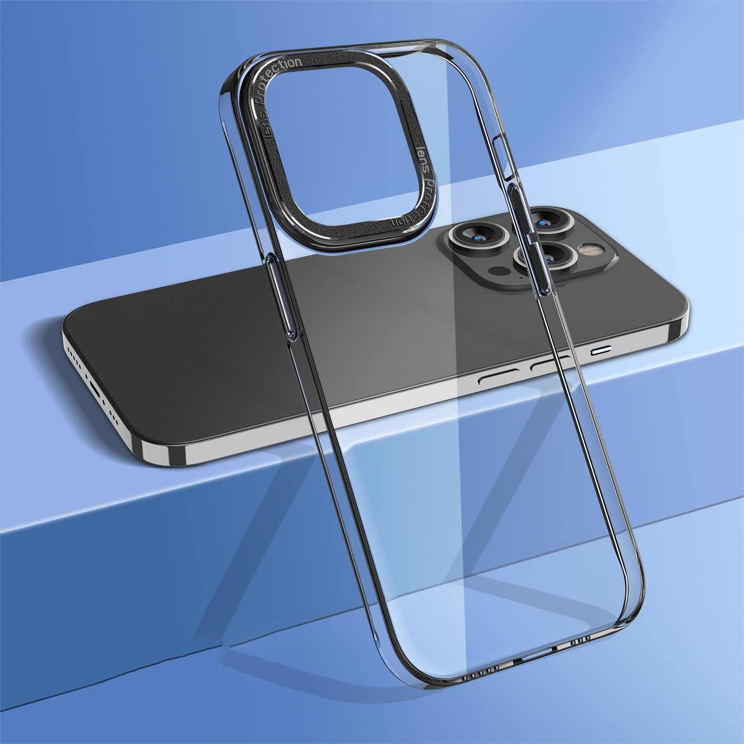 For iPhone 14 Pro Max wlons Crystal Clear Phone Case(Black) For iPhone 14 Pro Max wlons Crystal Clear Phone Case(Black)