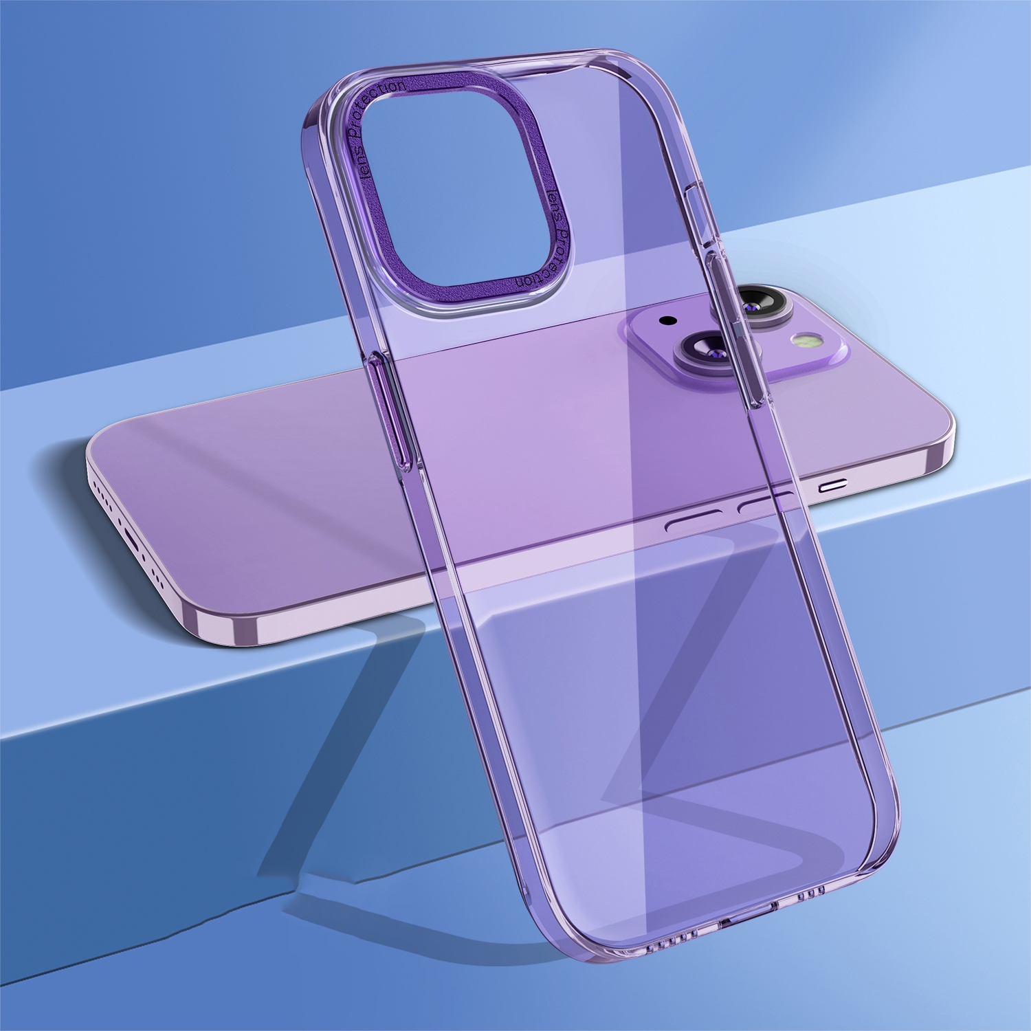 For iPhone 14 wlons Crystal Clear Phone Case(Purple) For iPhone 14 wlons Crystal Clear Phone Case(Purple)