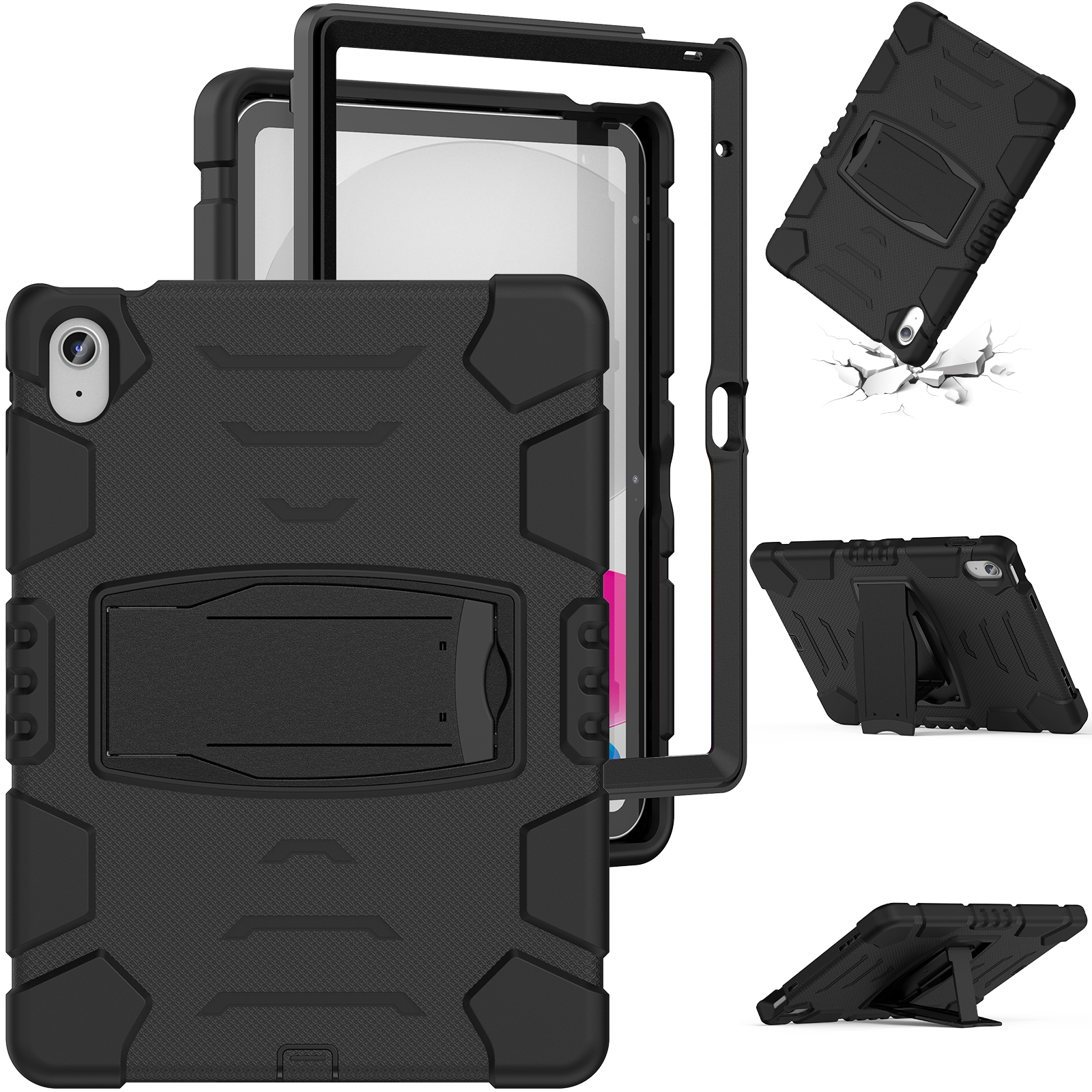 For iPad 10th Gen 10.9 2022 3-Layer Protection Screen Frame + PC + Silicone Tablet Case(Black) For iPad 10th Gen 10.9 2022 3-Layer Protection Screen Frame + PC + Silicone Tablet Case(Black)