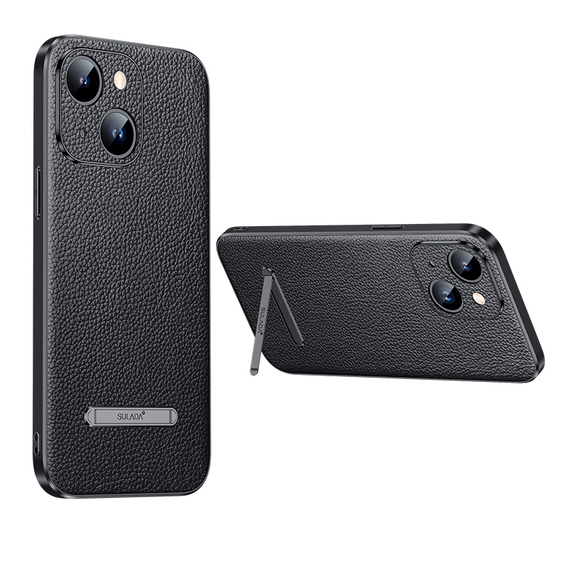 For iPhone 14 Plus SULADA Famous Artisan Series Litchi Leather PC + TPU Phone Case(Black) For iPhone 14 Plus SULADA Famous Artisan Series Litchi Leather PC + TPU Phone Case(Black)
