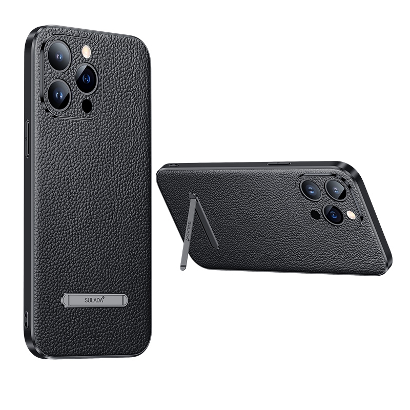 For iPhone 14 Pro SULADA Famous Artisan Series Litchi Leather PC + TPU Phone Case(Black) For iPhone 14 Pro SULADA Famous Artisan Series Litchi Leather PC + TPU Phone Case(Black)