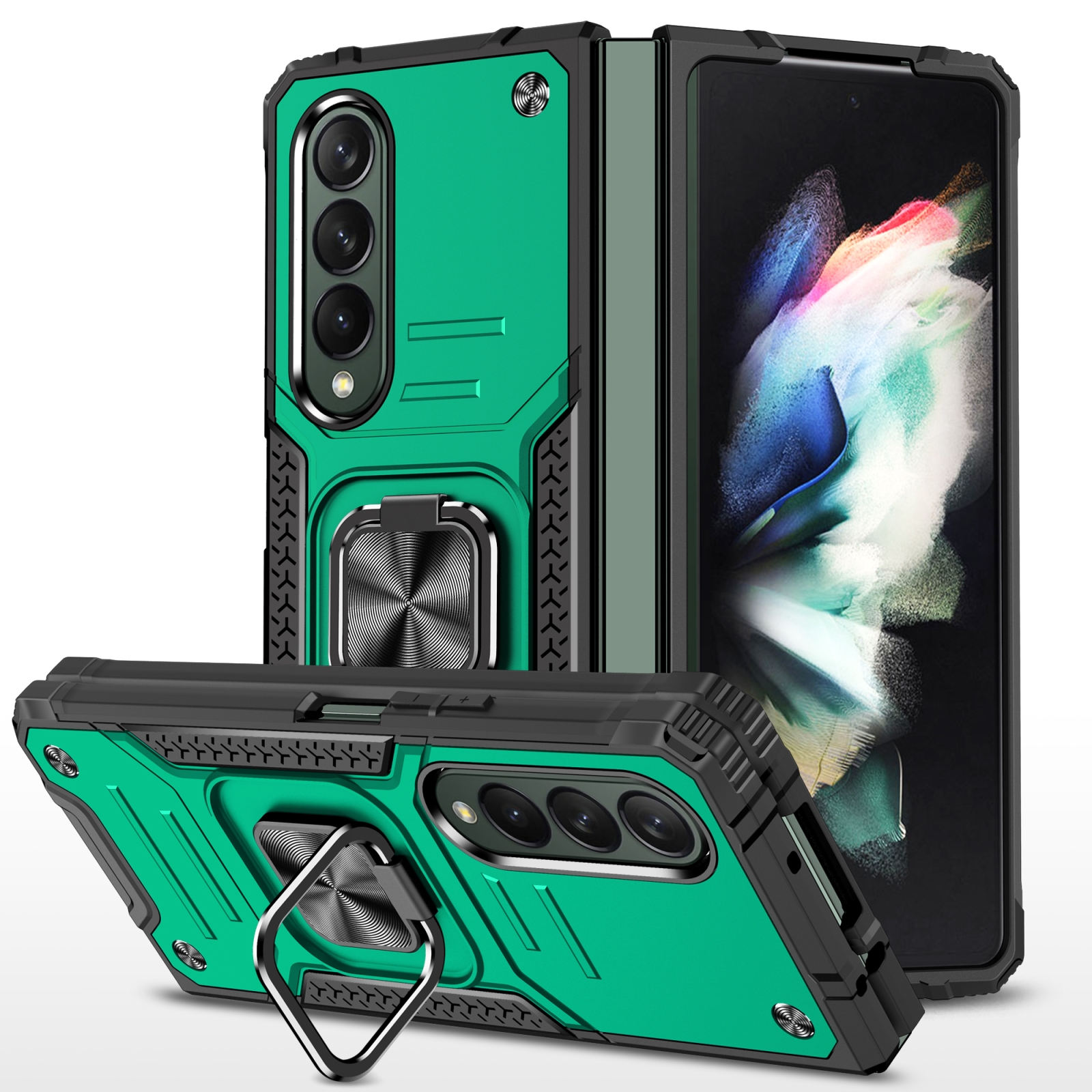 For Samsung Galaxy Z Fold4 Magnetic Armor Shockproof TPU + PC Phone Case with Metal Ring Holder(Dark Green) For Samsung Galaxy Z Fold4 Magnetic Armor Shockproof TPU + PC Phone Case with Metal Ring Holder(Dark Green)