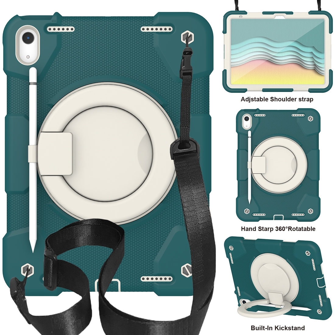 For iPad 10th Gen 10.9 2022 360 Rotation PC+Silicone Tablet Case(Blackish Green) For iPad 10th Gen 10.9 2022 360 Rotation PC+Silicone Tablet Case(Blackish Green)