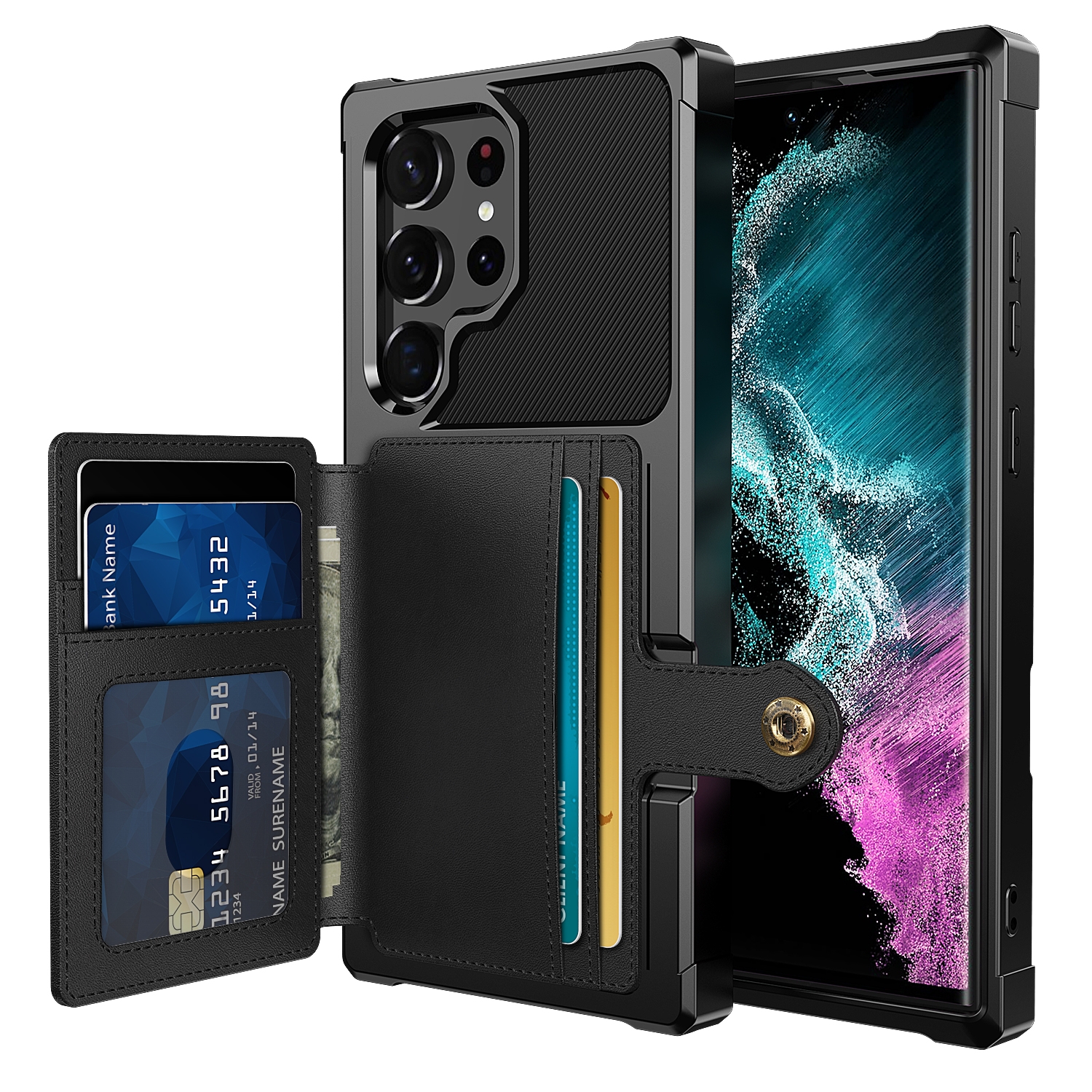 For Samsung Galaxy S23 Ultra 5G Magnetic Wallet Card Bag Leather Phone Case(Black) For Samsung Galaxy S23 Ultra 5G Magnetic Wallet Card Bag Leather Phone Case(Black)