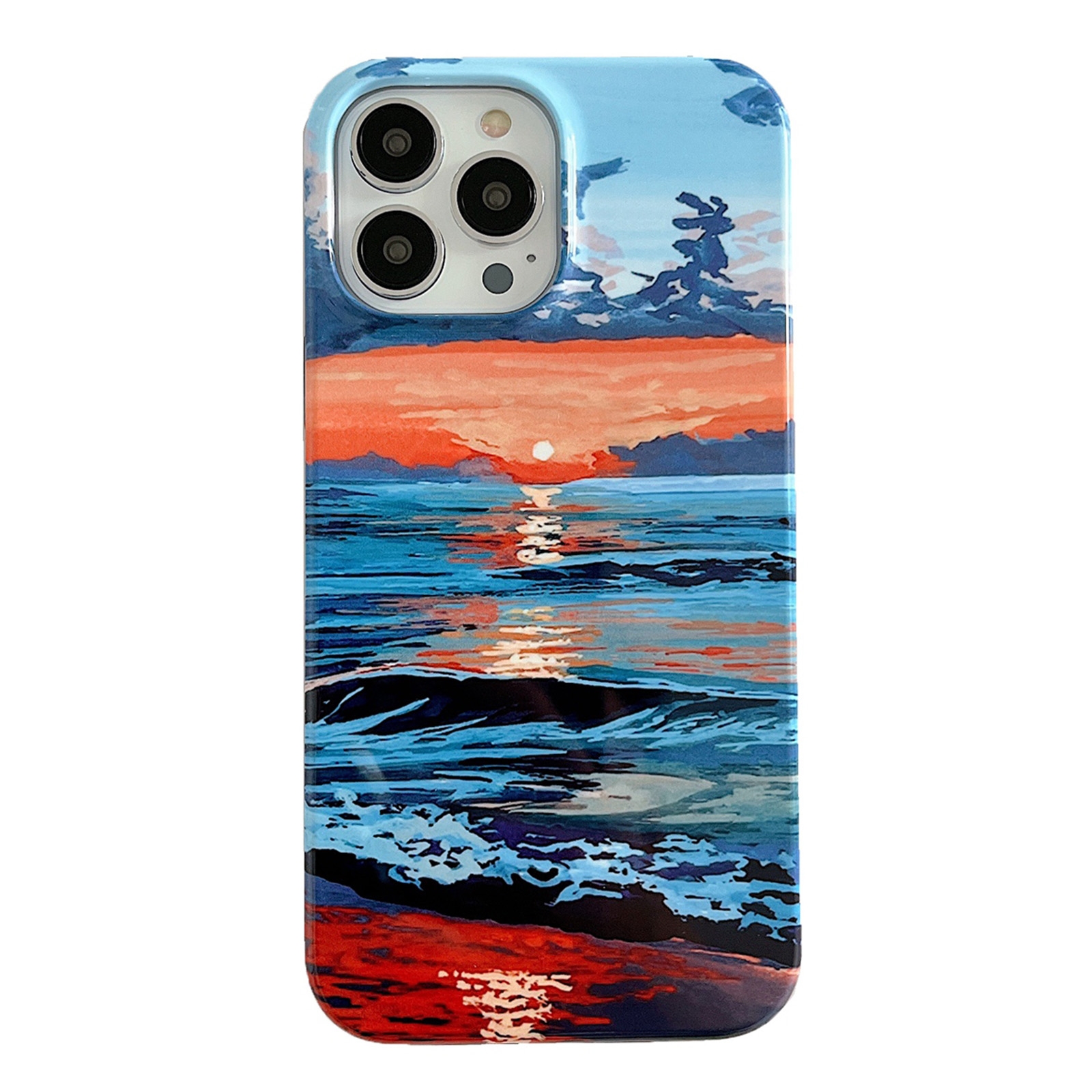 For iPhone 13 Pro 2 in 1 Detachable Oil Painting Sea Pattern Phone Case(Blue) For iPhone 13 Pro 2 in 1 Detachable Oil Painting Sea Pattern Phone Case(Blue)