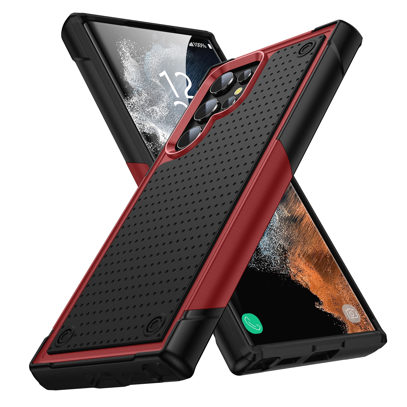 For Samsung Galaxy S22 Ultra 5G PC + TPU Shockproof Protective Phone Case(Red+Black) For Samsung Galaxy S22 Ultra 5G PC + TPU Shockproof Protective Phone Case(Red+Black)