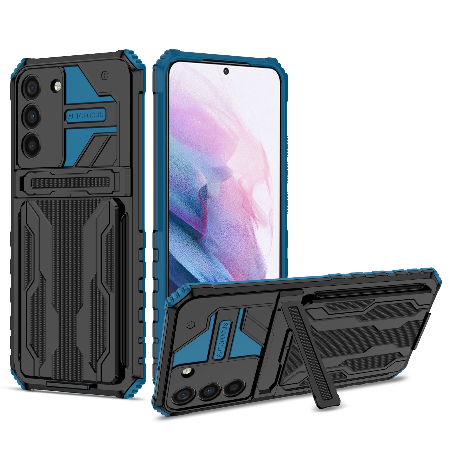 For Samsung Galaxy S23+ 5G Armor Card PC + TPU Phone Case(Blue) For Samsung Galaxy S23+ 5G Armor Card PC + TPU Phone Case(Blue)