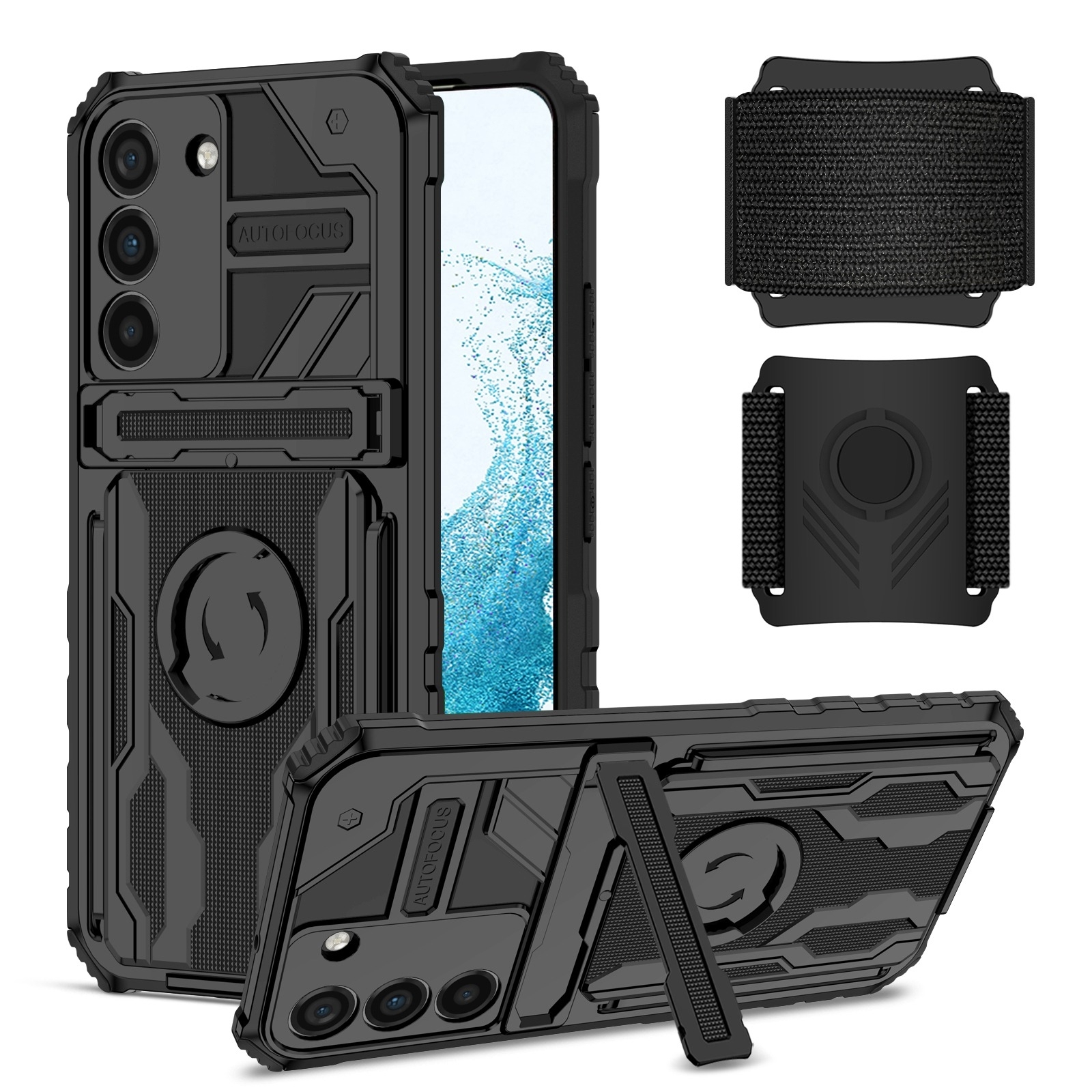 For Samsung Galaxy S23 5G Armor Wristband Phone Case(Black) For Samsung Galaxy S23 5G Armor Wristband Phone Case(Black)