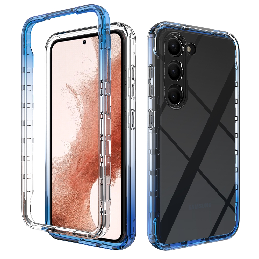 For Samsung Galaxy S23 5G Transparent Gradient Color TPU + PC Protective Phone Case(Blue) For Samsung Galaxy S23 5G Transparent Gradient Color TPU + PC Protective Phone Case(Blue)