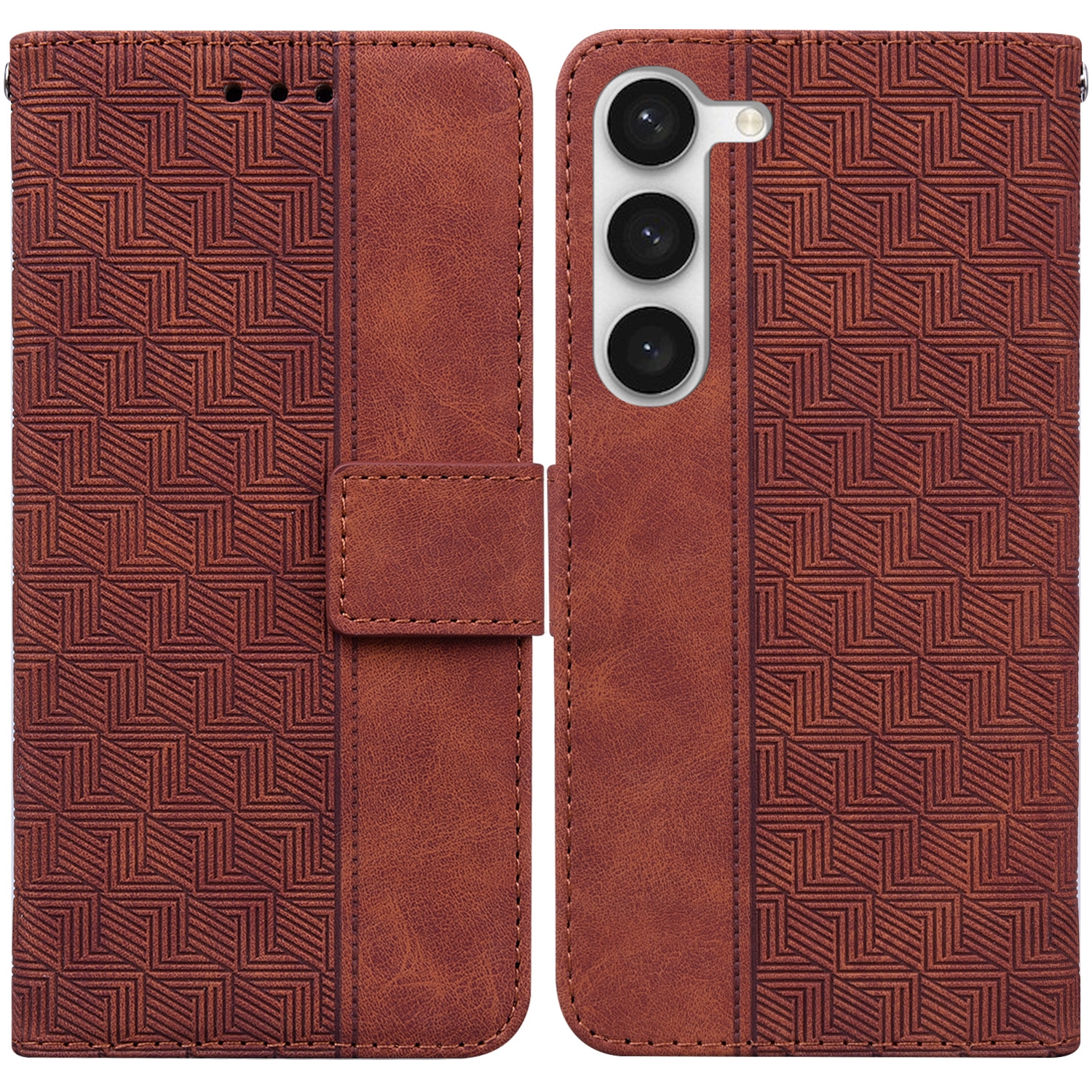 For Samsung Galaxy S23 5G Geometric Embossed Flip Leather Phone Case(Brown) For Samsung Galaxy S23 5G Geometric Embossed Flip Leather Phone Case(Brown)