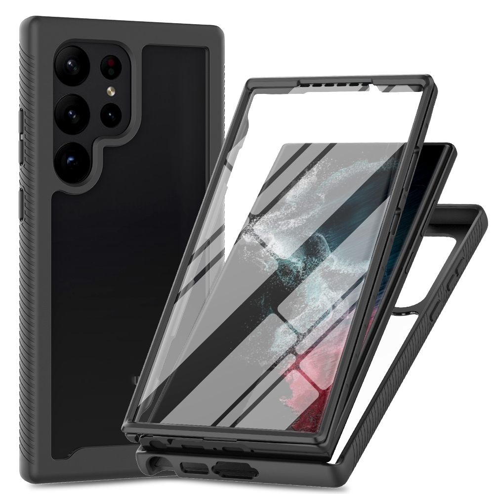 For Samsung Galaxy S23 Ultra 5G Two-layer Integrated Transparent TPU + PC + PET Protective Phone Case(Black) For Samsung Galaxy S23 Ultra 5G Two-layer Integrated Transparent TPU + PC + PET Protective Phone Case(Black)