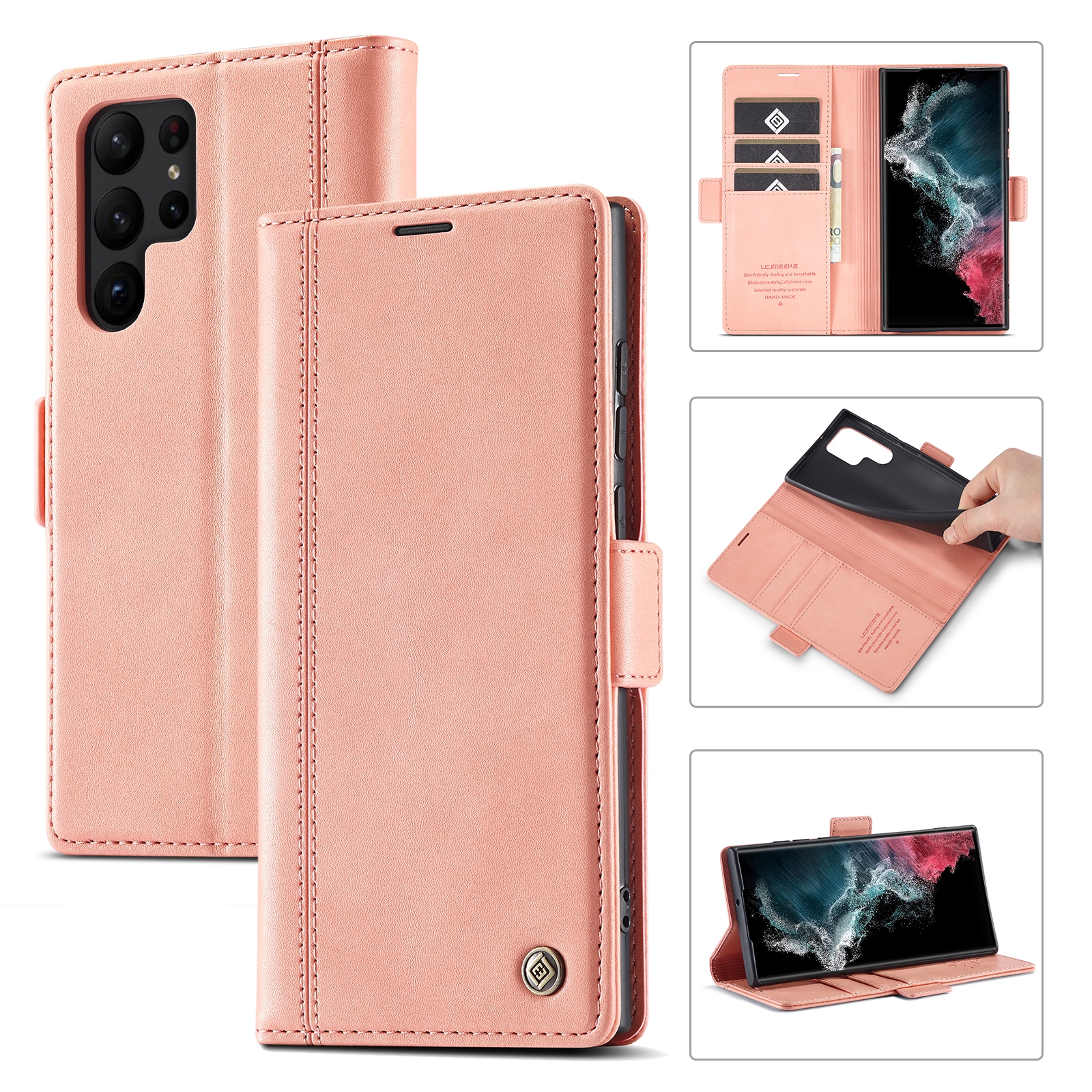 For Samsung Galaxy S23 Ultra 5G LC.IMEEKE PU + TPU Skin-friendly Feeling Leather Phone Case(Rose Gold) For Samsung Galaxy S23 Ultra 5G LC.IMEEKE PU + TPU Skin-friendly Feeling Leather Phone Case(Rose Gold)