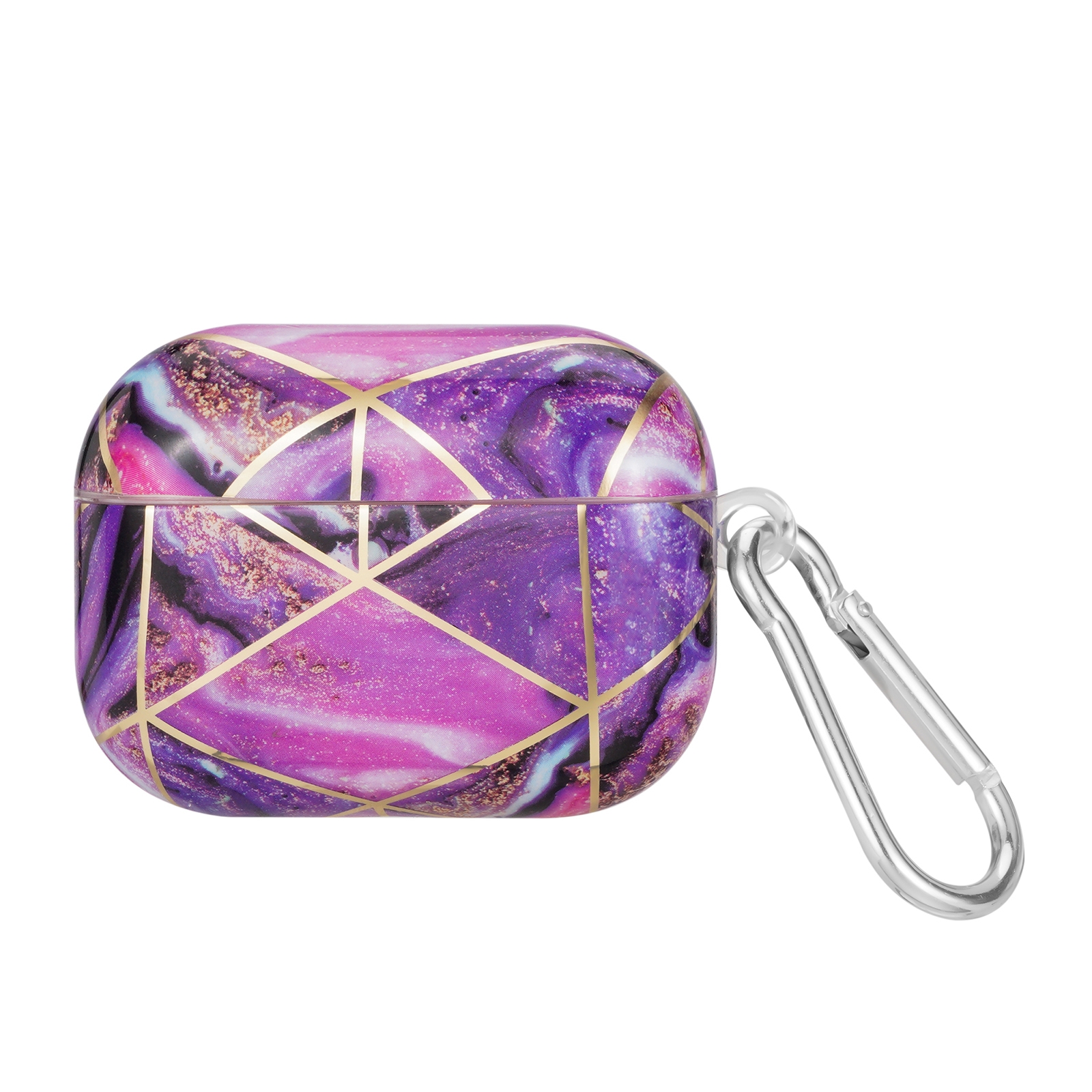 For AirPods Pro 2 Electroplate Marble Pattern Wireless Earphone Protective Case with Hook(Purple) For AirPods Pro 2 Electroplate Marble Pattern Wireless Earphone Protective Case with Hook(Purple)