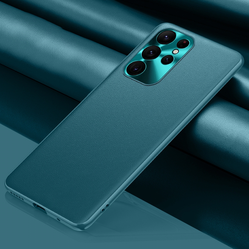 For Samsung Galaxy S23 Ultra 5G Plain Skin Leather Phone Case(Cyan) For Samsung Galaxy S23 Ultra 5G Plain Skin Leather Phone Case(Cyan)