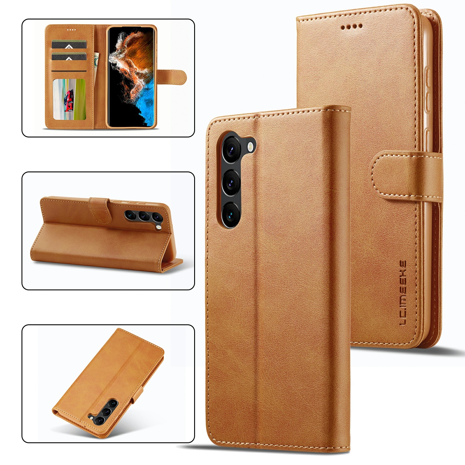 For Samsung Galaxy S23 5G LC.IMEEKE Calf Texture Horizontal Flip Leather Phone Case(Brown) For Samsung Galaxy S23 5G LC.IMEEKE Calf Texture Horizontal Flip Leather Phone Case(Brown)