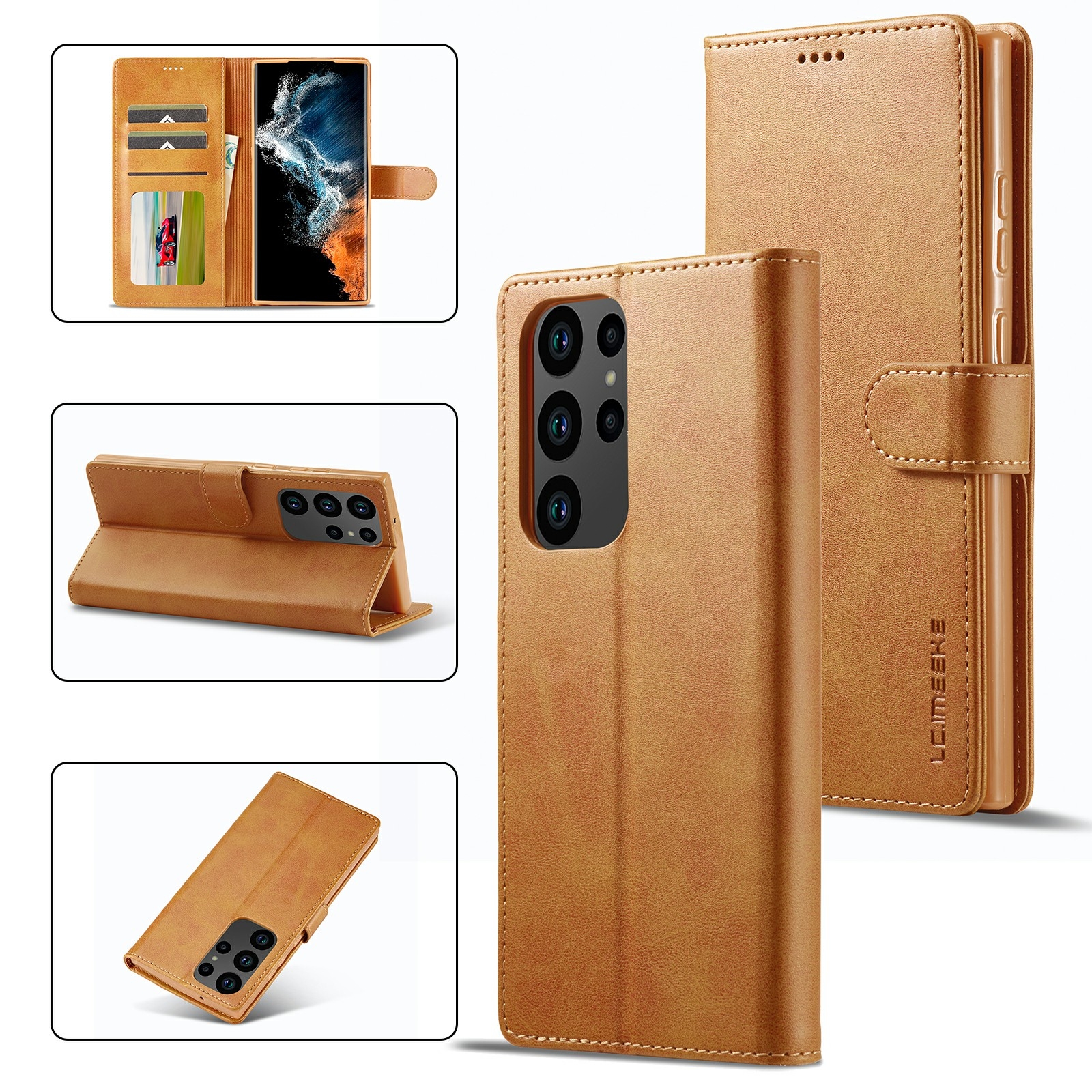 For Samsung Galaxy S23 Ultra 5G LC.IMEEKE Calf Texture Horizontal Flip Leather Phone Case(Brown) For Samsung Galaxy S23 Ultra 5G LC.IMEEKE Calf Texture Horizontal Flip Leather Phone Case(Brown)