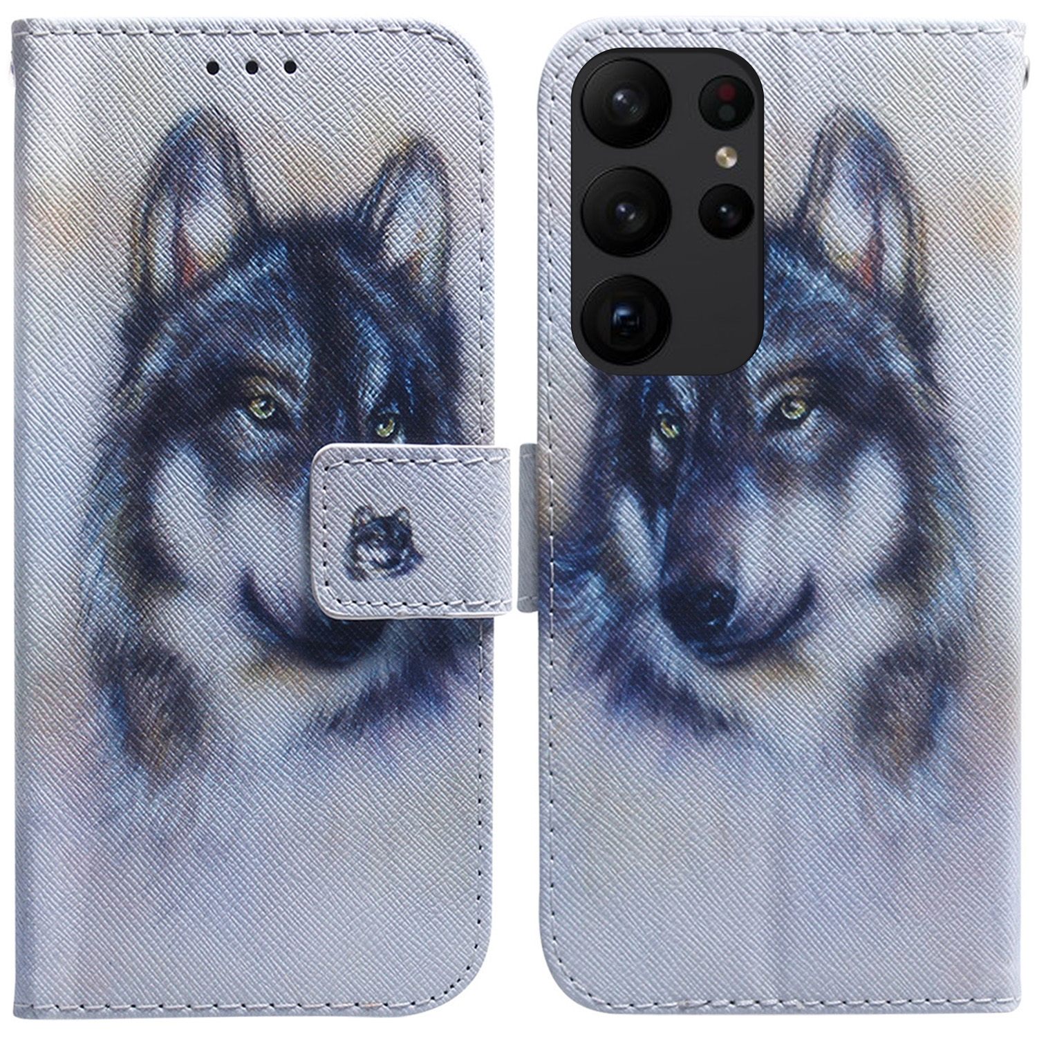 For Samsung Galaxy S23 Ultra 5G Coloured Drawing Flip Leather Phone Case(White Wolf) For Samsung Galaxy S23 Ultra 5G Coloured Drawing Flip Leather Phone Case(White Wolf)