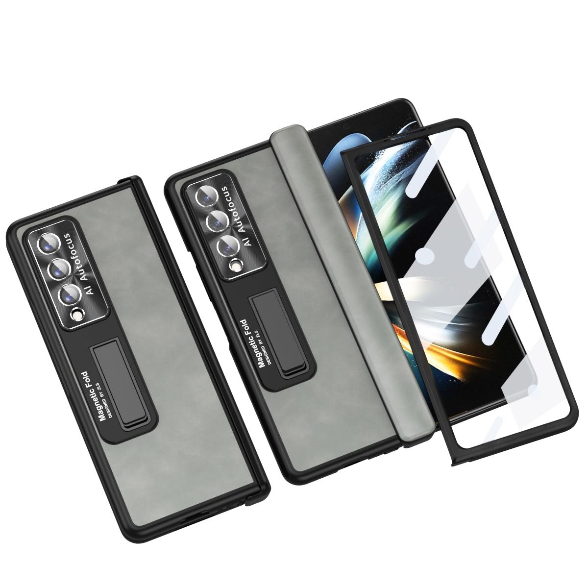 For Samsung Galaxy Z Fold4 Napa Texture All-inclusive Phone Case(White) For Samsung Galaxy Z Fold4 Napa Texture All-inclusive Phone Case(White)