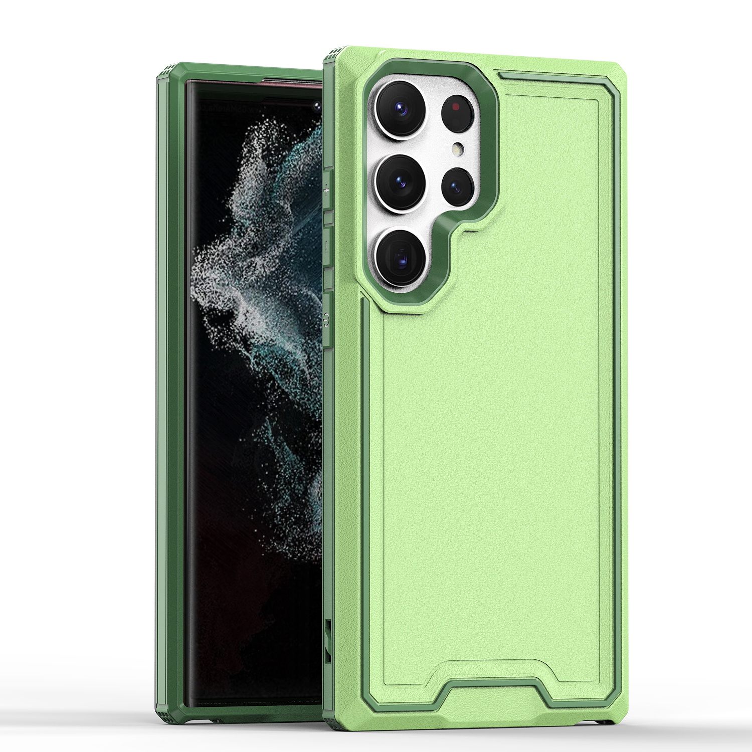 For Samsung Galaxy S23 Ultra 5G Armour Two-color TPU + PC Phone Case(Green+Grey) For Samsung Galaxy S23 Ultra 5G Armour Two-color TPU + PC Phone Case(Green+Grey)