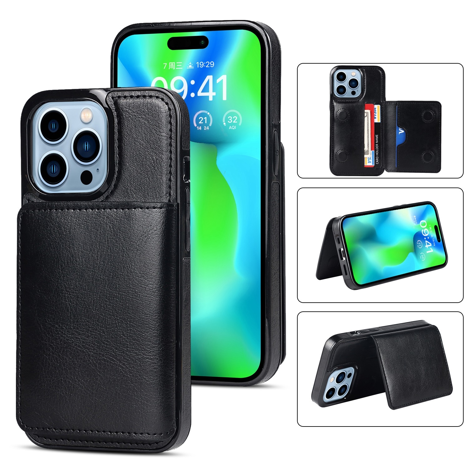 For iPhone 14 Pro Shockproof PU + TPU Phone Case(Black) For iPhone 14 Pro Shockproof PU + TPU Phone Case(Black)