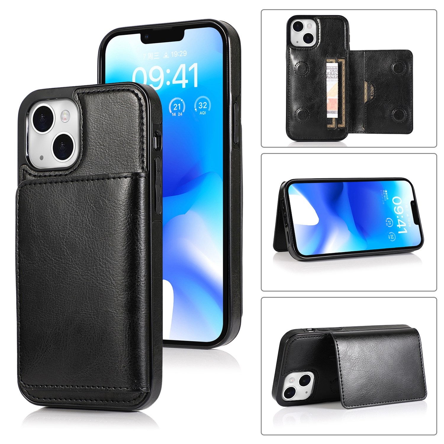 For iPhone 14 Shockproof PU + TPU Phone Case(Black) For iPhone 14 Shockproof PU + TPU Phone Case(Black)
