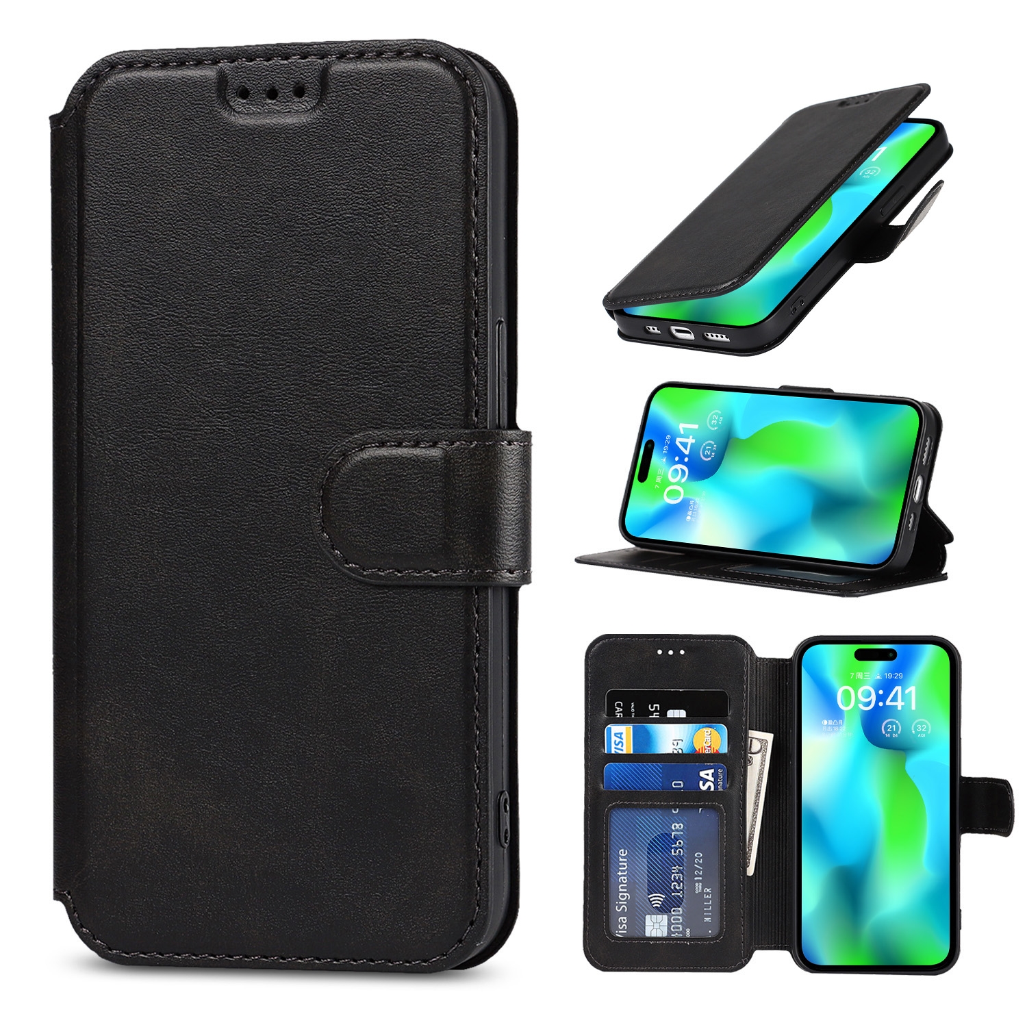 For iPhone 14 Pro Shockproof PU + TPU Leather Phone Case(Black) For iPhone 14 Pro Shockproof PU + TPU Leather Phone Case(Black)