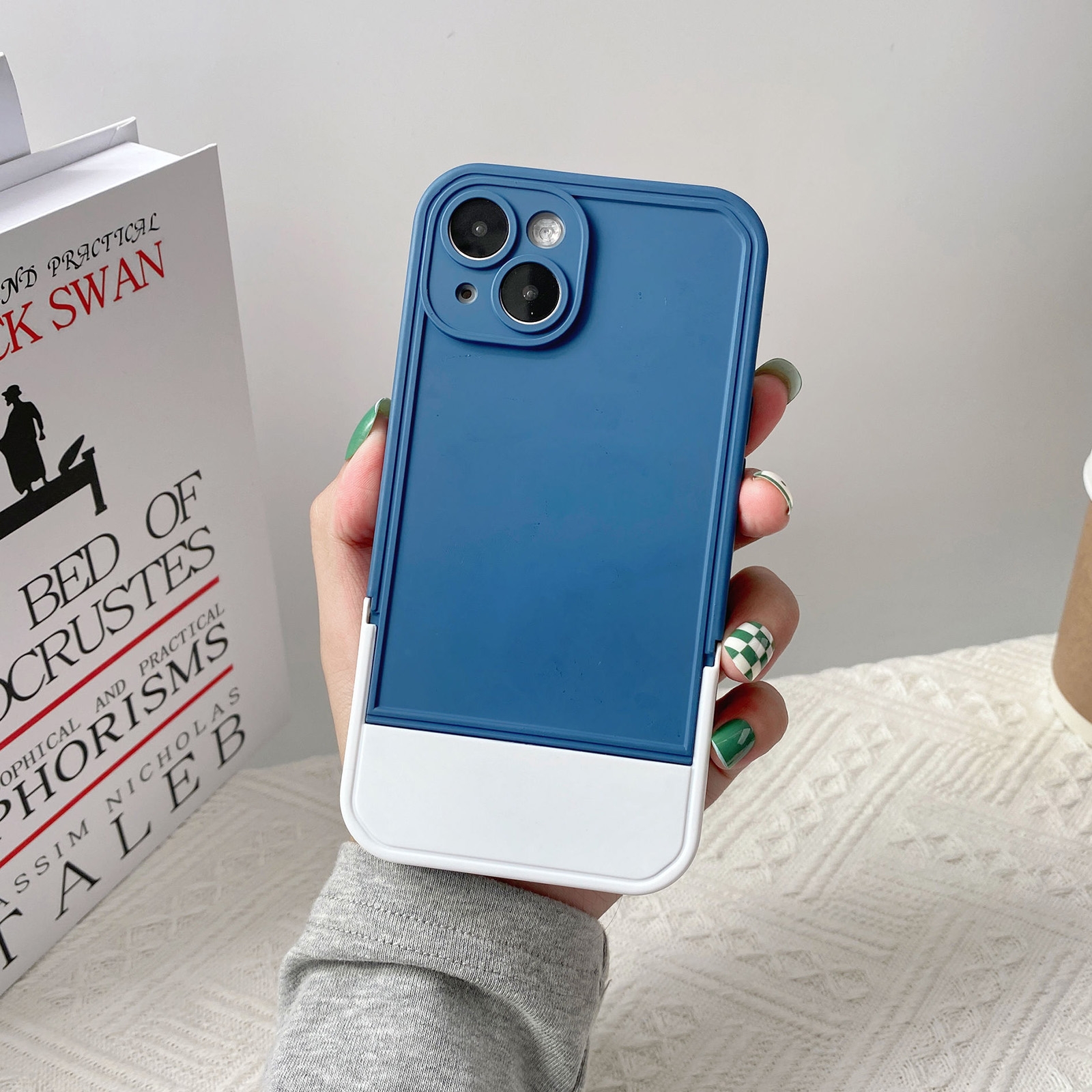 For iPhone 14 Pro Silicone Folding Bracket Phone Case(Dark Blue) For iPhone 14 Pro Silicone Folding Bracket Phone Case(Dark Blue)