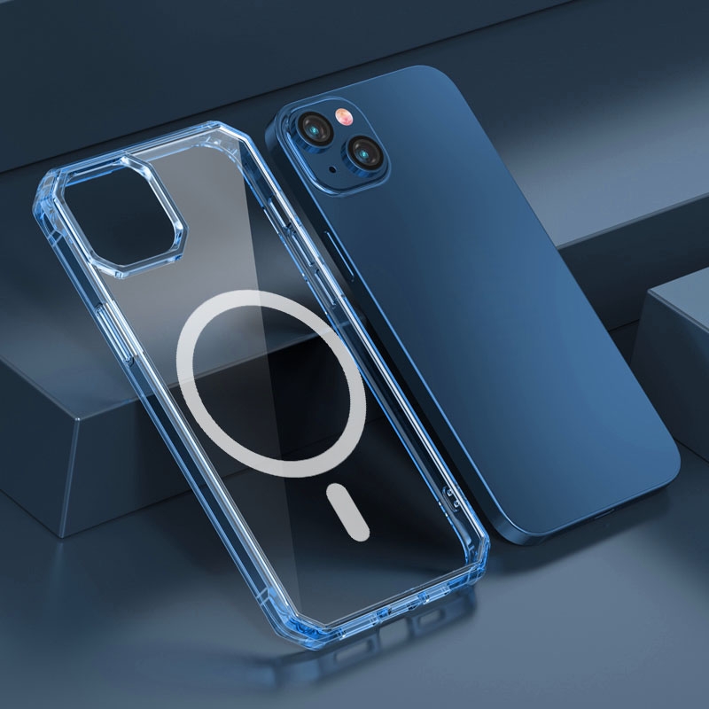 For iPhone 14 TPU Four-corner Airbag Shockproof Magsafe Phone Case(Blue) For iPhone 14 TPU Four-corner Airbag Shockproof Magsafe Phone Case(Blue)