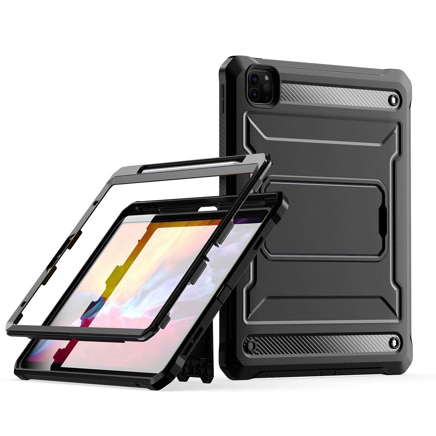 For iPad Pro 11 2022/2021/2020/2018 Explorer Tablet Protective Case with Pen Slot(Black) For iPad Pro 11 2022/2021/2020/2018 Explorer Tablet Protective Case with Pen Slot(Black)