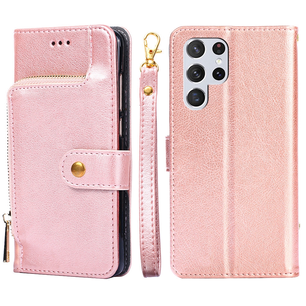 For Samsung Galaxy S23 Ultra 5G Zipper Bag Leather Phone Case(Rose Gold) For Samsung Galaxy S23 Ultra 5G Zipper Bag Leather Phone Case(Rose Gold)