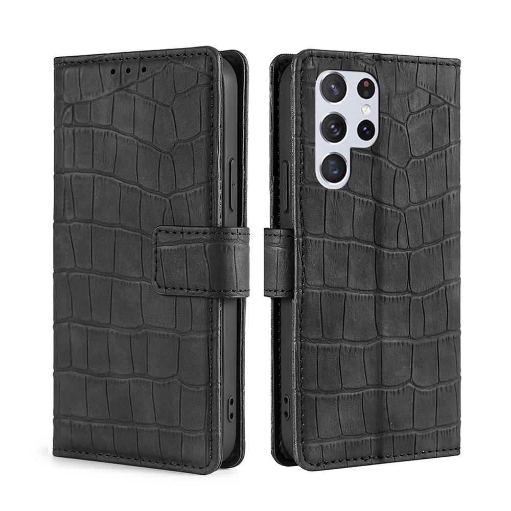 For Samsung Galaxy S23 Ultra 5G Skin Feel Crocodile Magnetic Clasp Leather Phone Case(Black) For Samsung Galaxy S23 Ultra 5G Skin Feel Crocodile Magnetic Clasp Leather Phone Case(Black)