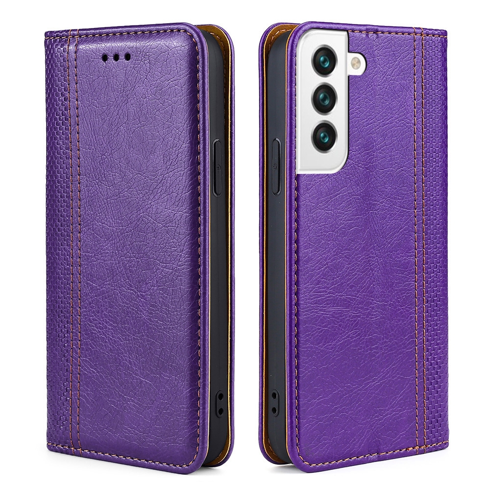 For Samsung Galaxy S23+ 5G Grid Texture Magnetic Flip Leather Phone Case(Purple) For Samsung Galaxy S23+ 5G Grid Texture Magnetic Flip Leather Phone Case(Purple)