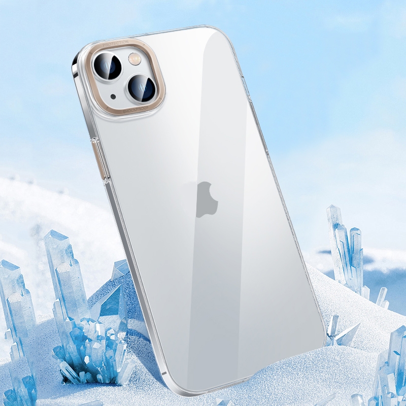 For iPhone 14 Metal Key Crystal Transparent PC Phone Case(White) For iPhone 14 Metal Key Crystal Transparent PC Phone Case(White)