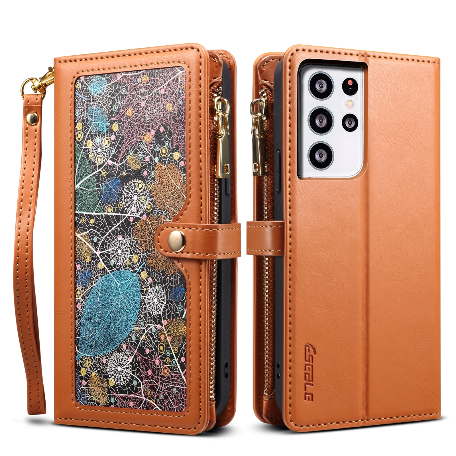 For Samsung Galaxy S21 Ultra 5G ESEBLE Star Series Lanyard Zipper Wallet RFID Leather Case(Brown) For Samsung Galaxy S21 Ultra 5G ESEBLE Star Series Lanyard Zipper Wallet RFID Leather Case(Brown)