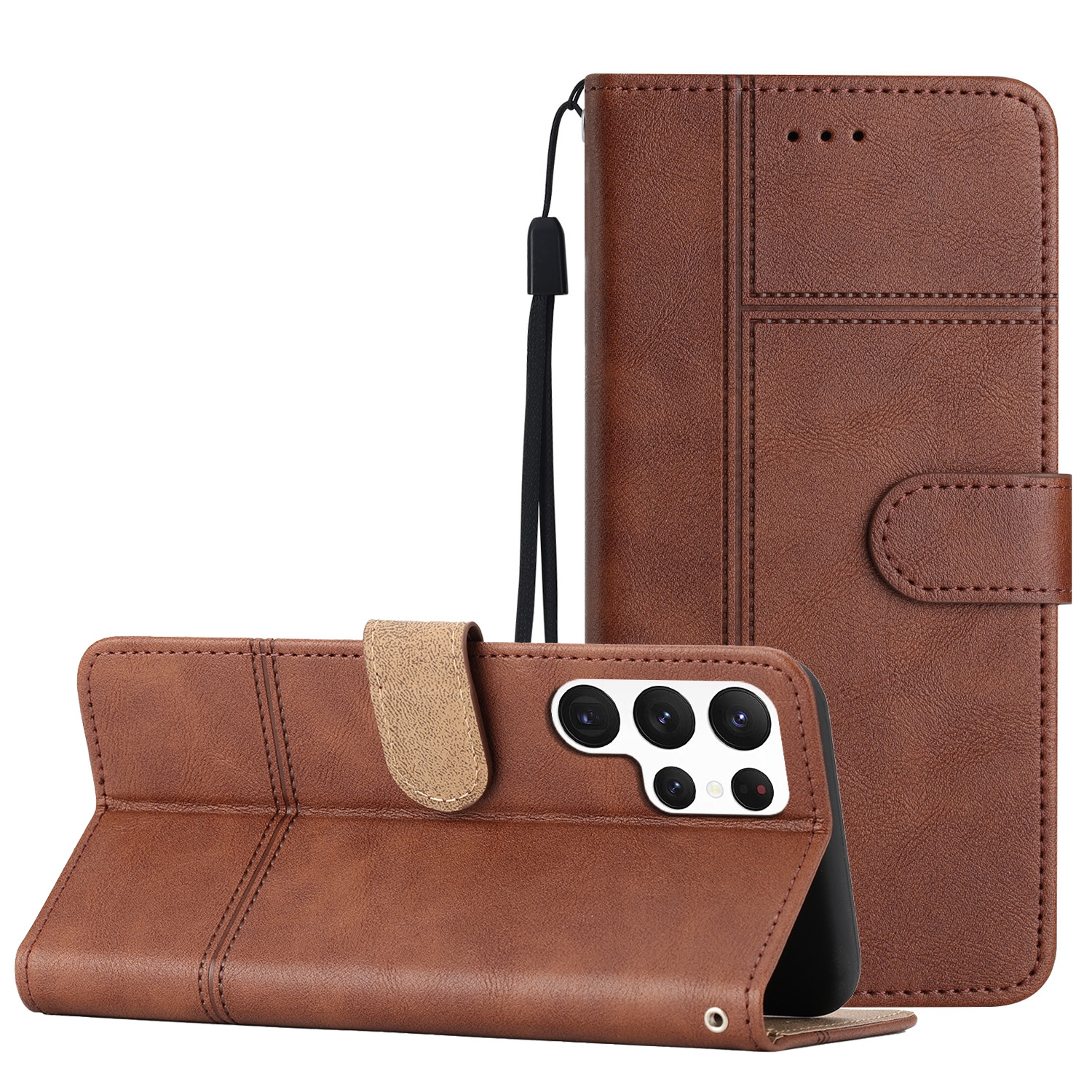 For Samsung Galaxy S23 Ultra 5G Business Style Cowhide Texture Leather Phone Case(Coffee)