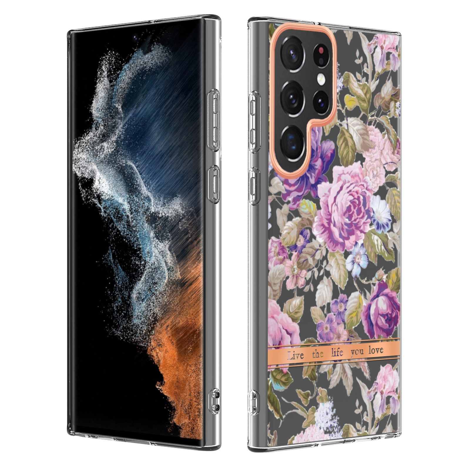 For Samsung Galaxy S23 Ultra 5G Flowers and Plants Series IMD TPU Phone Case(Purple Peony) For Samsung Galaxy S23 Ultra 5G Flowers and Plants Series IMD TPU Phone Case(Purple Peony)