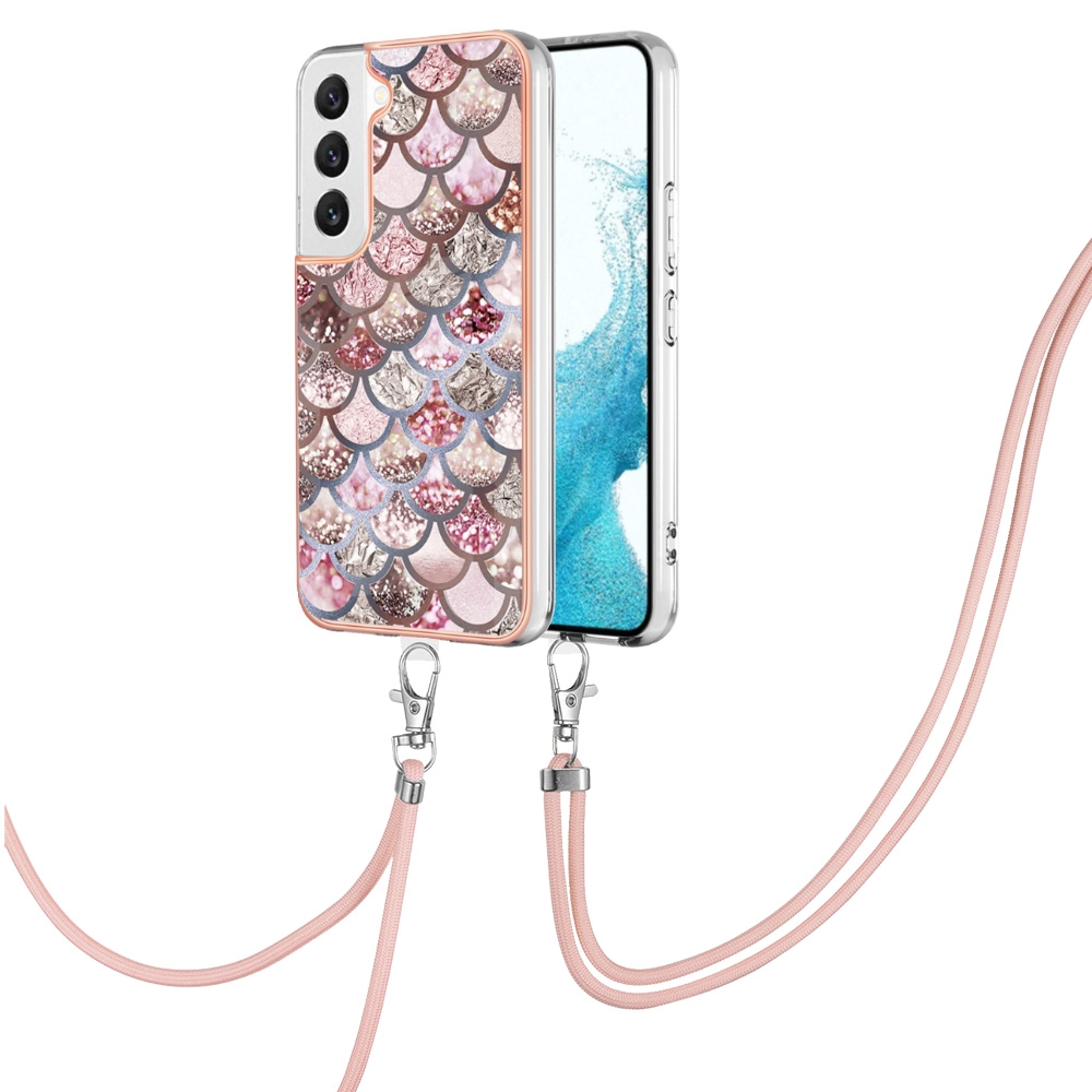 For Samsung Galaxy S23+ 5G Electroplating IMD TPU Phone Case with Lanyard(Pink Scales) For Samsung Galaxy S23+ 5G Electroplating IMD TPU Phone Case with Lanyard(Pink Scales)