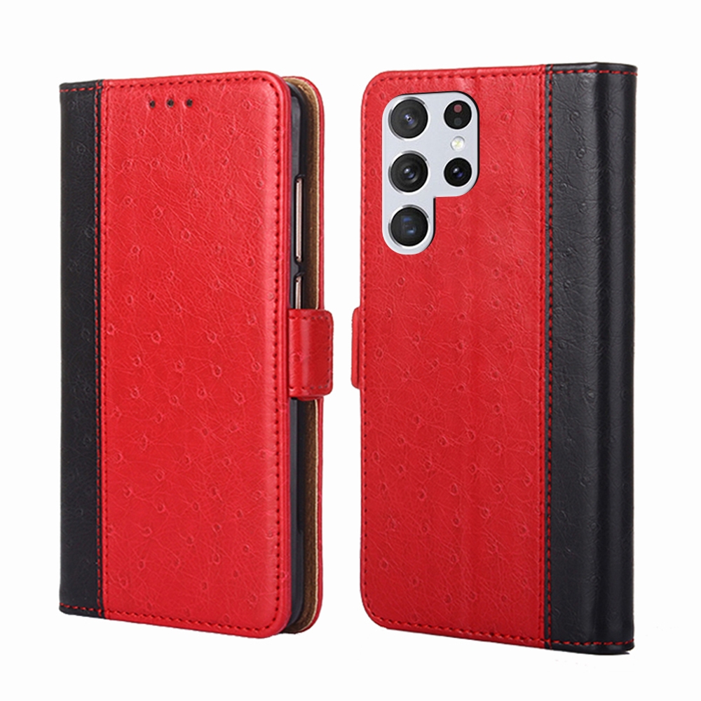 For Samsung Galaxy S23 Ultra 5G Ostrich Texture Flip Leather Phone Case(Red) For Samsung Galaxy S23 Ultra 5G Ostrich Texture Flip Leather Phone Case(Red)
