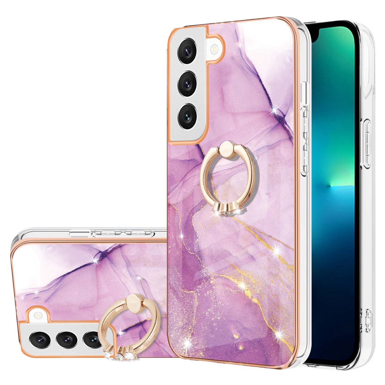 For Samsung Galaxy S23+ 5G Electroplating Marble IMD TPU Phone Case with Ring Holder(Purple 001) For Samsung Galaxy S23+ 5G Electroplating Marble IMD TPU Phone Case with Ring Holder(Purple 001)